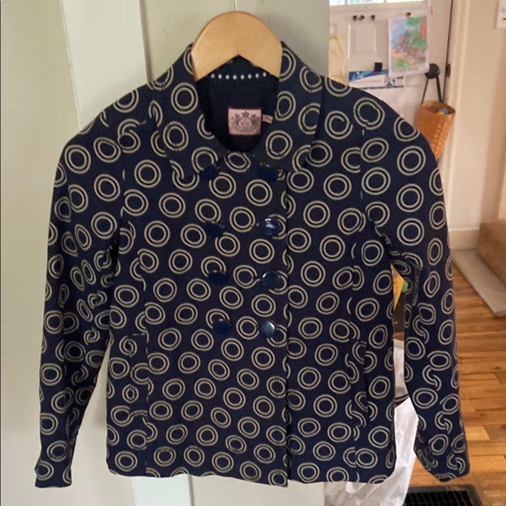 Juicy Couture Girls Navy Circle Pattern Jacket